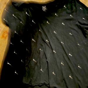 Womens black tshirt with faux diamond appliqués